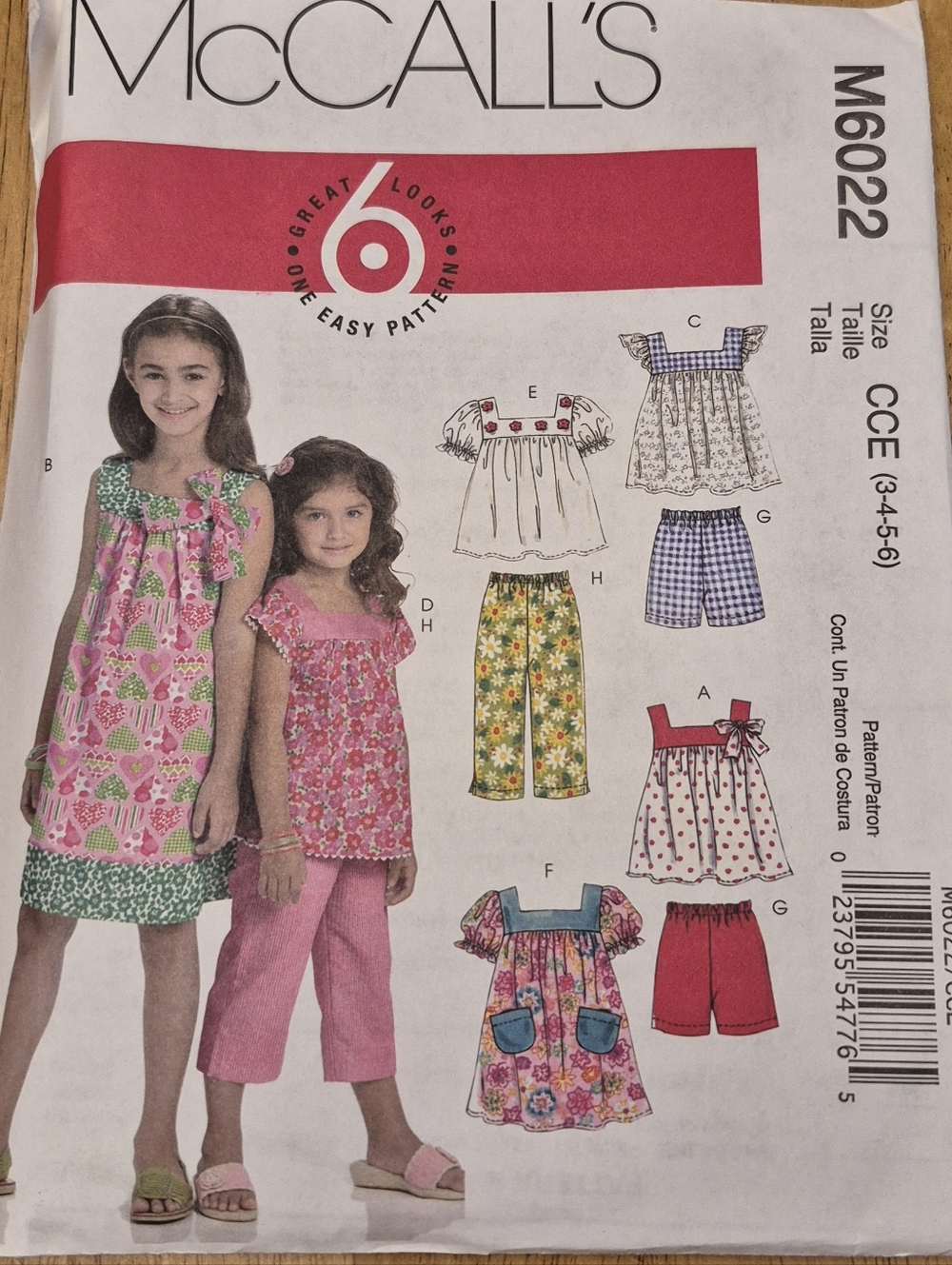 McCall's Girls' Sundress Top Capris Shorts Sewing Pattern M6022 Sz 3 4 5 6 UNCUT